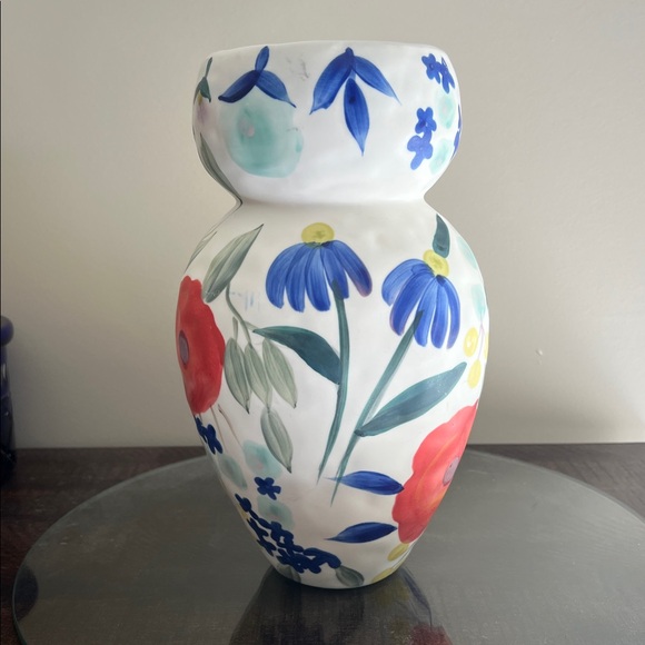 Anthropologie Floral Hand-Painted Ceramic Vase - Picture 3 of 13